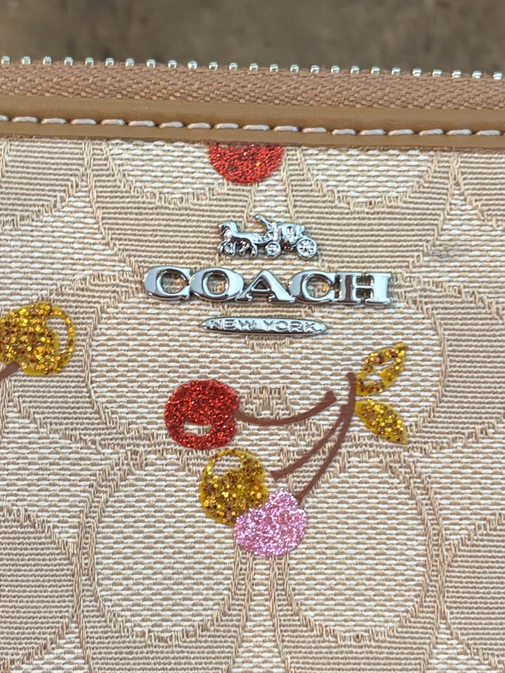 Coach Glitter Cherry Zip Around Accordian Wallet - Picture 3 of 7